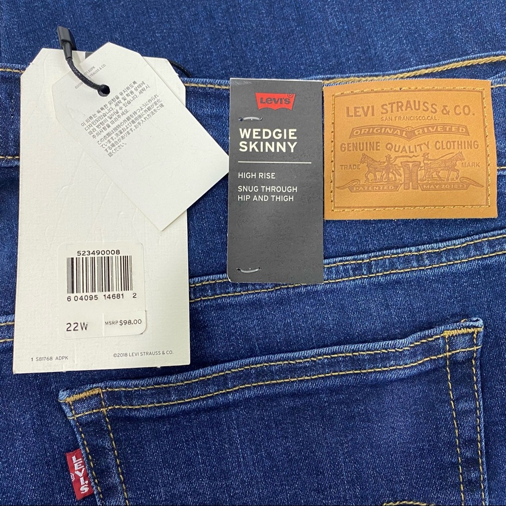 Levis Big E Jeans Wedgie Skinny Womens SZ 22W Crop Raw Hem Button Fly Plus - Picture 10 of 16